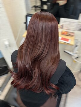 ポール 行徳店 ローズピンク ロング ヘアカラー