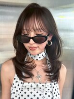 シオン(shion)&nbsp;前髪カット顔周りレイヤーグレージュ韓国ヘア_F21770