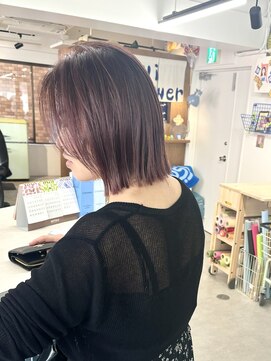 ヒビヲ 横浜西口店(HIBIO) タッセルボブ切りっぱなしピンクベージュ顔まわりレイヤーカット
