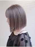 【グレージュ/ボブ/阿部達哉】切りっぱなしボブ/ブリーチカラー