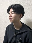 メンズ リバースパーマ センターパート ブラックアッシュ