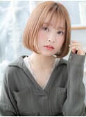 マロンブラウン韓国風切りっぱなし丸みボブc6越谷20代30代40代