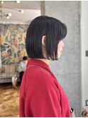 内巻きボブ/ミニボブ/暗髪/顔まわりカット/柏美容室