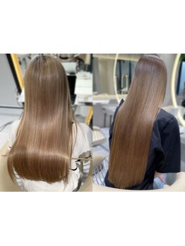 低ダメージの縮毛矯正も、ブリーチ毛にも対応可能な髪質改善メニューも。扱いやすいまとまる髪に[天神大名]