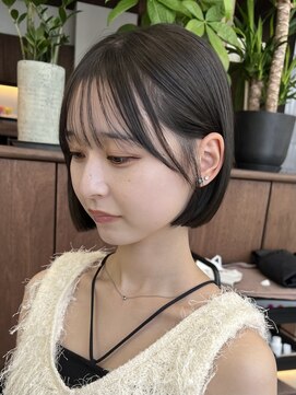 ノード(NODE) 栄黒髪垢抜け丸みシルエットボブヘア ダブルカラー