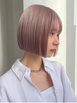 ヴェイン 渋谷(vain)&nbsp;春ピンクベージュカラー×顎ライン切りっぱなしボブ