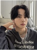 【竹嶌】大人男子シースルーセンターパートニュアンスパーマ30代