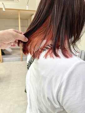 モンテヘアー(monte hair) インナーカラー×オレンジ