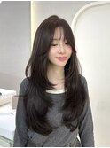 小顔/黒髪/クラゲヘアー/オリーブグレー/ココアベージュ