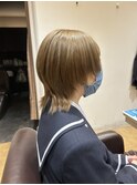 ミルクティーブロンド/ダークブルー/デジタルパーマ/奈良