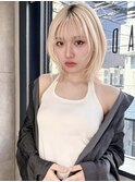 ブロンド×ハッシュカット×垢抜け ウルフカット 海外風 A0326