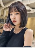 縮毛矯正/髪質改善トリートメント/ミディアムヘア/グレージュ