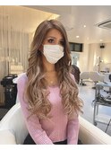 外国人風バレイヤージュ♪シールエクステグラデーションヘアー