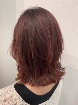 ロックワークオレンジ 西中島店(ROCK WORK ORANGE) ピンクカラー 切りっぱなし 外ハネ