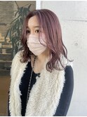 モテ愛されくすみピンクベージュくすみ 前髪なしくびれウェーブ