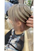 ツートンカラー インナーカラー ミルクティー ボブ
