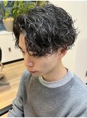 スパイラルパーマ無造作パーマメンズパーマツーブロックフェード