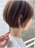 かきあげ前髪小顔まわりつや髪骨格補正丸みショートボブヘア