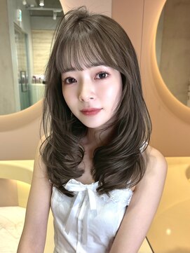 グロー 大宮(GLROW) オリーブベージュ ブリーチなしダブルカラー レイヤーカット