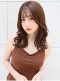2030代40代50代アプリコットオレンジハイライトカラーくびれヘア