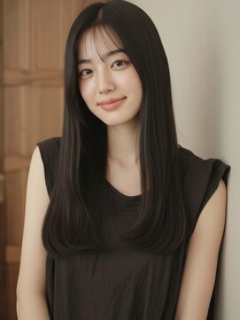 シータ ふじみ野(THETA) 艶感ブラウン×縮毛矯正ストレートロングヘア20代30代ふじみ野