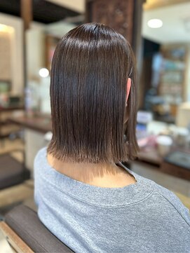 ヘアリゾート粋 ティガ 池袋店(tiga) 透明感セピアベージュ/ミディアム/切りっぱなし