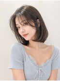 夏カラーブリーチなし/内巻きボブフレンチバング顔周りp戸田公園