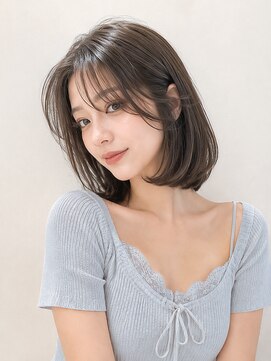カバーヘア ブリス 戸田公園西口店(COVER HAIR bliss) 夏カラーブリーチなし/内巻きボブフレンチバング顔周りp戸田公園