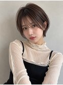 小顔丸みショートと流しバング池袋20代30代40代髪質改善前髪あり