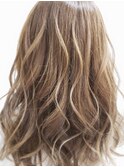 ベージュハイライトカラー/成田/ベージュカラー/ふわミディ