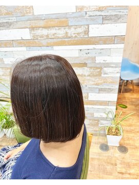 ハウオリ ヘアーワークス(Hauoli hair works) ワンレンボブ×マグネット縮毛矯正×根本カラー