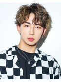 ブリーチ カラー メンズ パーマ 学割 波巻きパーマ メッシュ
