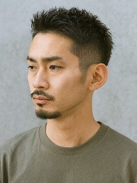 ルシードスタイル ボーグル岐阜店(LUCIDO STYLE BOGL) スパイキーアフロガイルヘアマレット風黒髪フェードスタイル