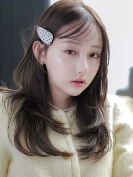 ラボヌールヘアーレーヴ 池袋店(La Bonheur hair reve) レイヤーカット小顔カットミディアムレイヤーミントベージュ