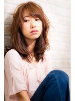 エルデ ナインズ ヘアー スタンド 川口店(elde 9's HAIR STAND)&nbsp;13モーブカラー&セミウェットなワイドバングなくびれミディ 川口