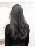 ふんわりミディアムシースルーバングアッシュカラー大人ボブ