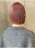 ショートボブ ミニボブ レッドブラウン ピンクベージュ