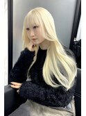 韓国ロングヘア×シールエクステ×ホワイトブロンド