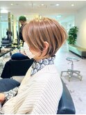 30代、40代/丸みくびれショートボブ×白髪染めハイライト/大宮