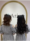 ちび髪リボンハーフツイン