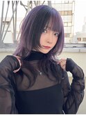 ラベンダーパープルブラックエンドカラーロングウルフ