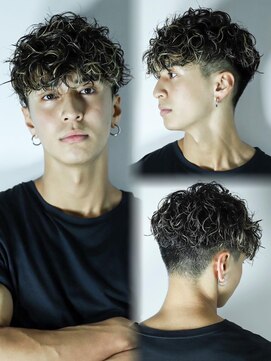 リップス レイ ギンザ(LIPPS Ray GINZA) スペインカール 刈り上げ マッシュ ハイライト 波巻きスパイラル