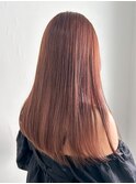 ブリーチなし ほんのりピンクブラウン　コーラルピンクブラウン