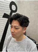 ツーブロック × センターパートパーマスタイル