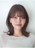 ミディアムレイヤー似合わせカットイメチェンフルバング