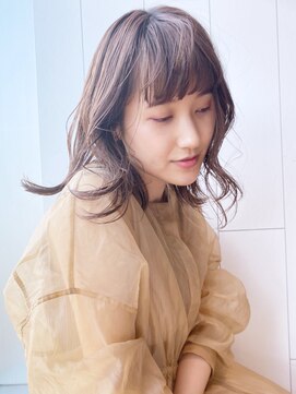 アルバム 銀座(ALBUM GINZA) ミディアムゆるウェーブ_エアリーミディショートパーマ_28390