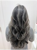 デザインカラーレイヤーカットウェットヘアオリーブベージュ