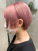 テトヘアー(teto hair) ピンクベージュ、薄いピンク、丸みショート、ブリーチ2回