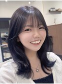 くびれヘア/ミディアムヘア/韓国ヘア/似合わせ/前髪/谷町四丁目