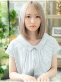 韓国風ハイトーンカラー透けバングボブディh3戸頭20代30代40代